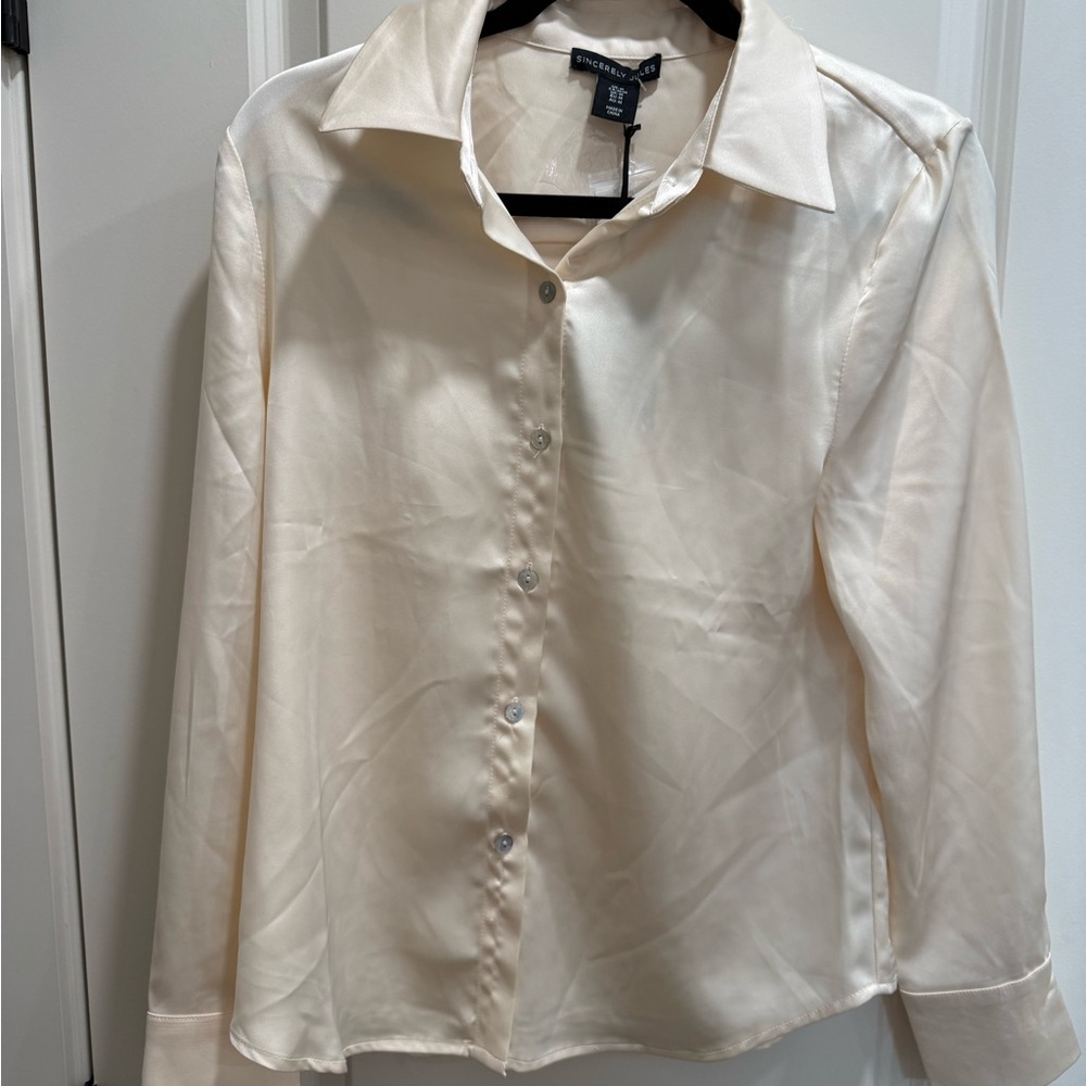 Sincerely Jules Satin Cream Blouse